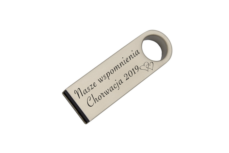 Pendrive USB 32GB Srebrny Brelok z GRAWEREM