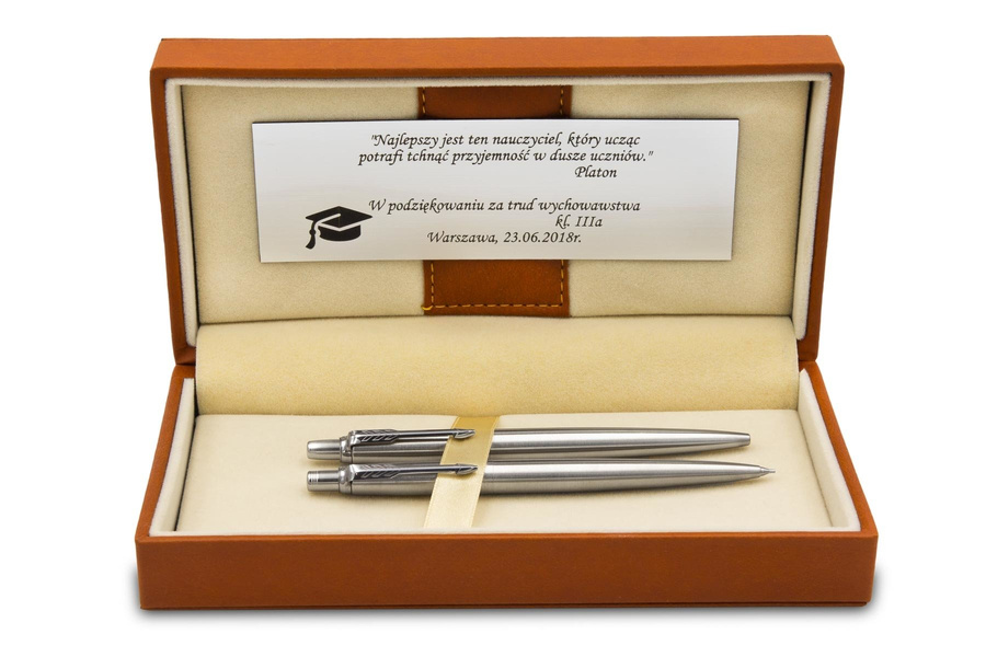 Ołówek i Długopis Parker Jotter Stalowy z GRAWEREM