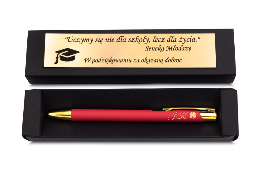 Długopis z Grawerem GRATIS na Prezent Czerwony Prezent dla Nauczyciela