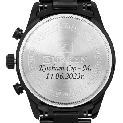 Zegarek męski CURREN Chronograf Czarny z GRAWEREM