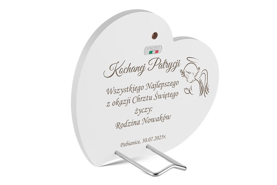 OBRAZEK Srebrny VALENTI Anioł Latarnia 14x12 Prezent na Chrzest GRAWER